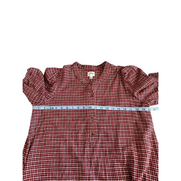J.Crew‎ Pink Brushed Flannel Heritage Plaid Goblincore Popover Dress Small - Picture 10 of 12